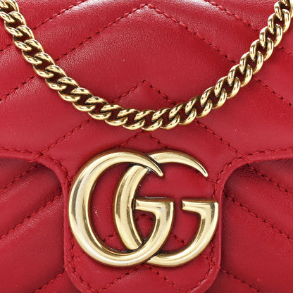 Gucci Calfskin Matelasse Super Mini GG Marmont Shoulder Bag Hibiscus Red 8 of 11