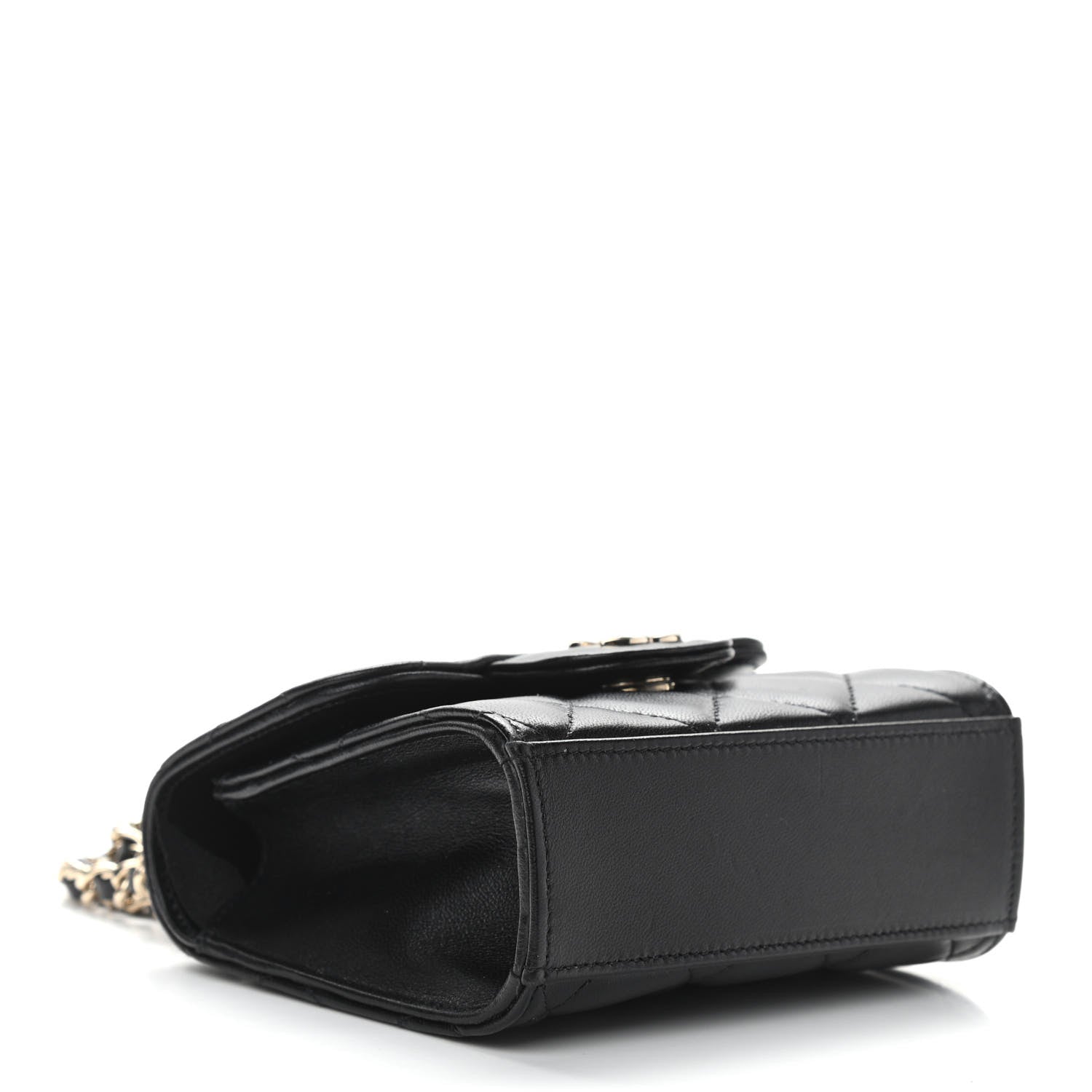 Chanel Lambskin Quilted Top Handle Flap Clutch With Chain Black 4 of 10