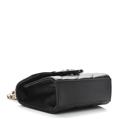 Chanel Lambskin Quilted Top Handle Flap Clutch With Chain Black 4 of 10