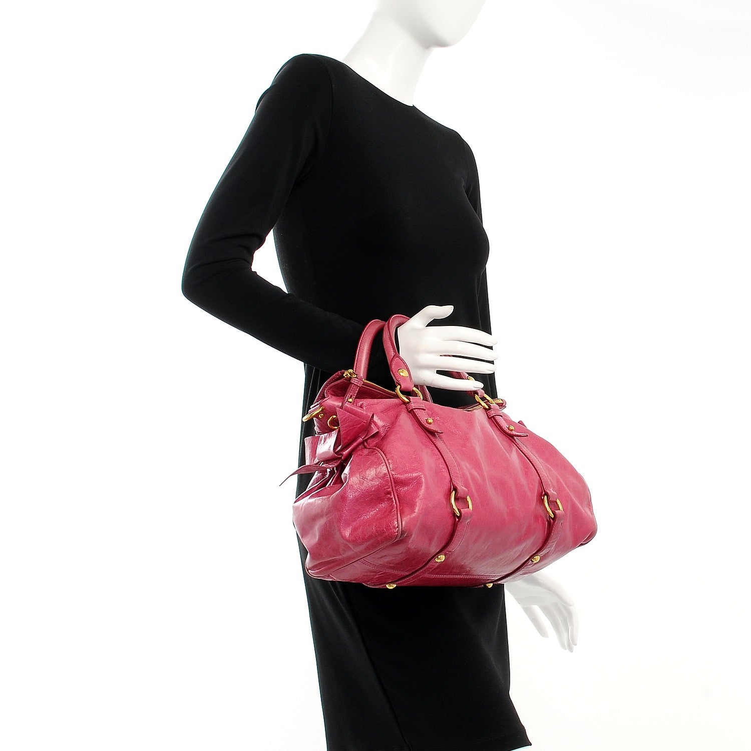 Miu Miu Vitello Lux Medium Bow Bag Fuchsia 3 of 18