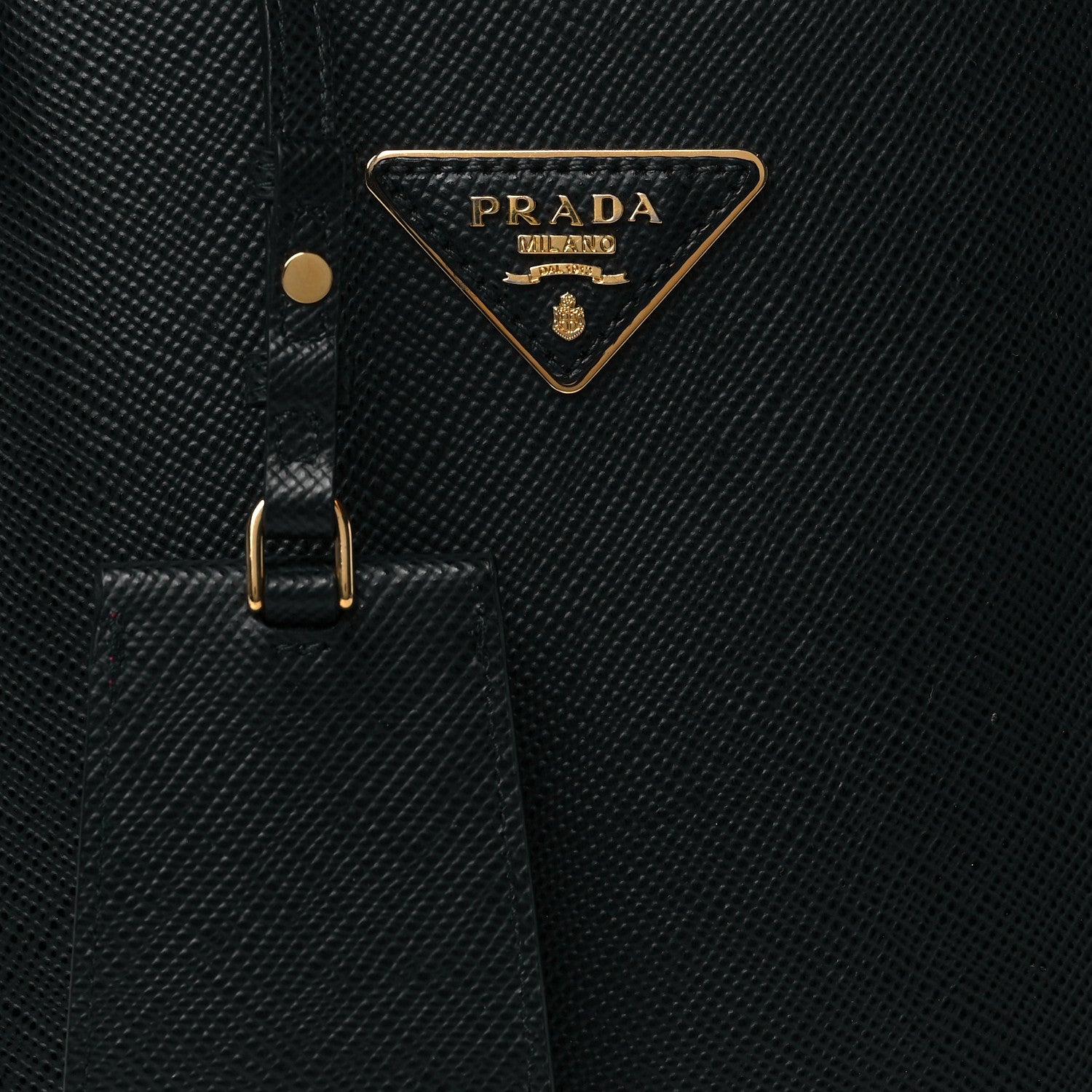 Prada Saffiano Cuir Small Panier Bucket Bag Black Fuoco 7 of 10