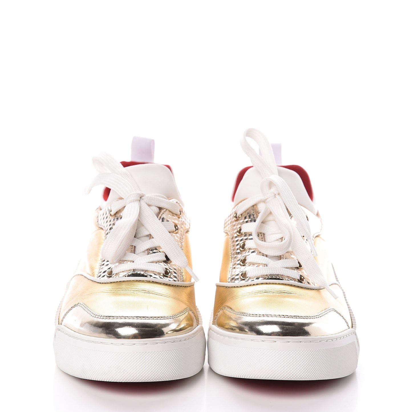 Metallic Calfskin Womens Aurelien Flat Sneakers 38 Gold White