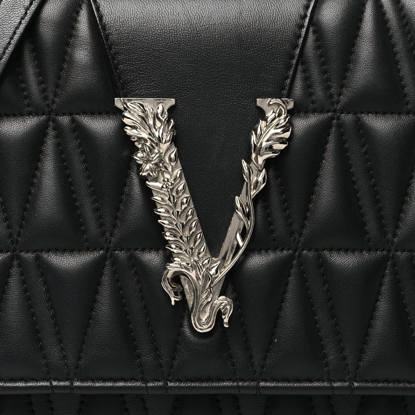 Nappa Quilted Virtus Top Handle Shoulder Bag Black