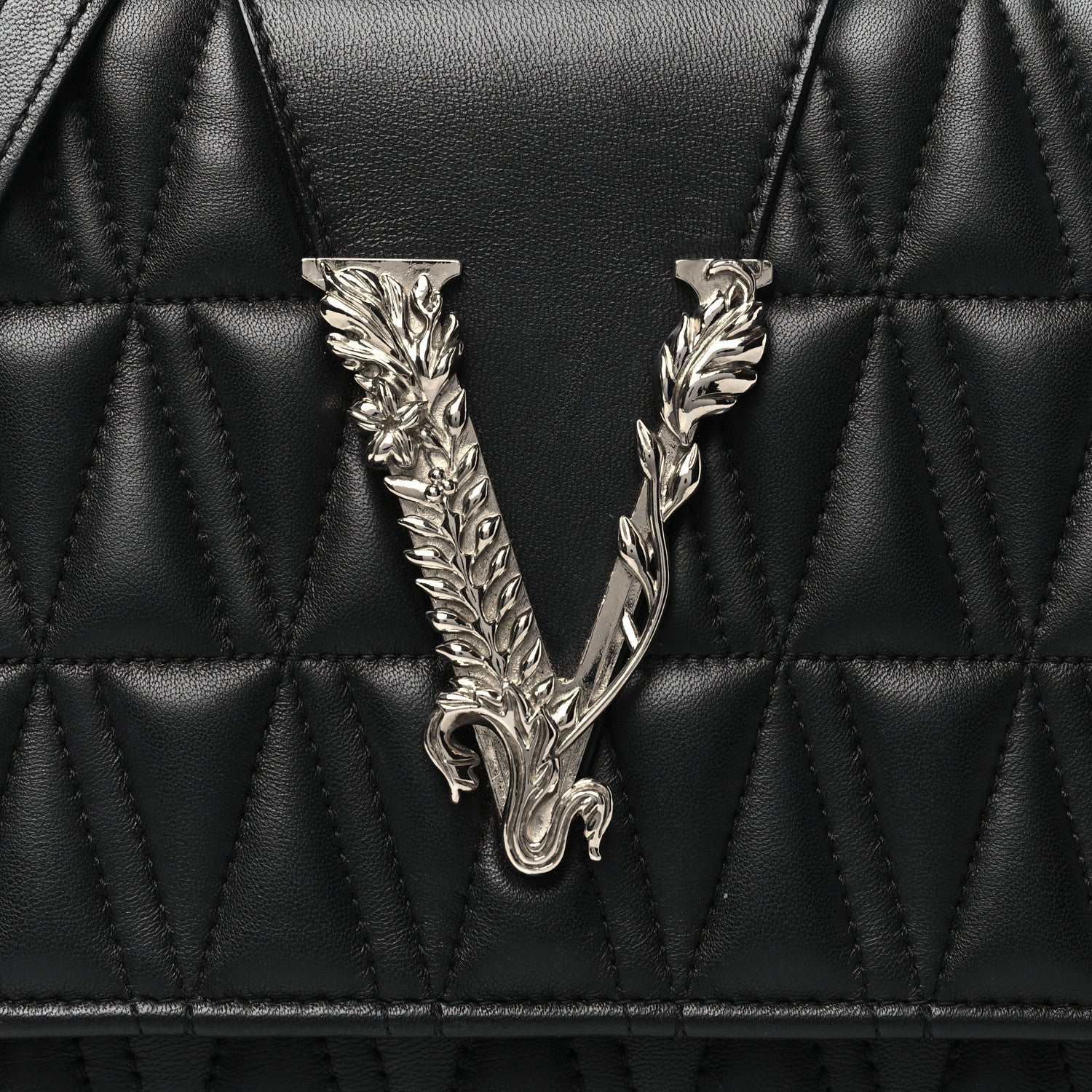 Versace Nappa Quilted Virtus Top Handle Shoulder Bag Black 7 of 10