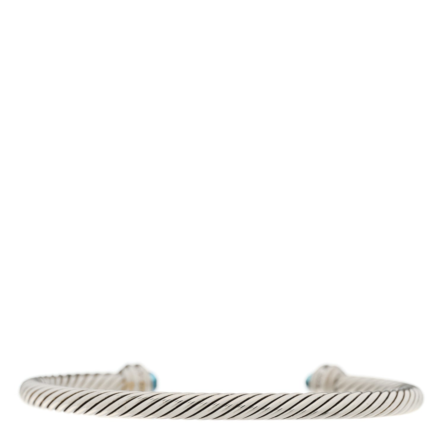 David Yurman Sterling Silver Diamond Blue Topaz 5mm Cable Classics Bracelet 2 of 3