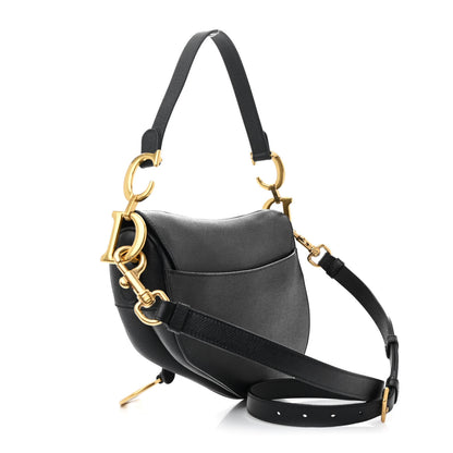 Christian Dior Grained Calfskin Saddle Bag With Strap Black 3 of 10
