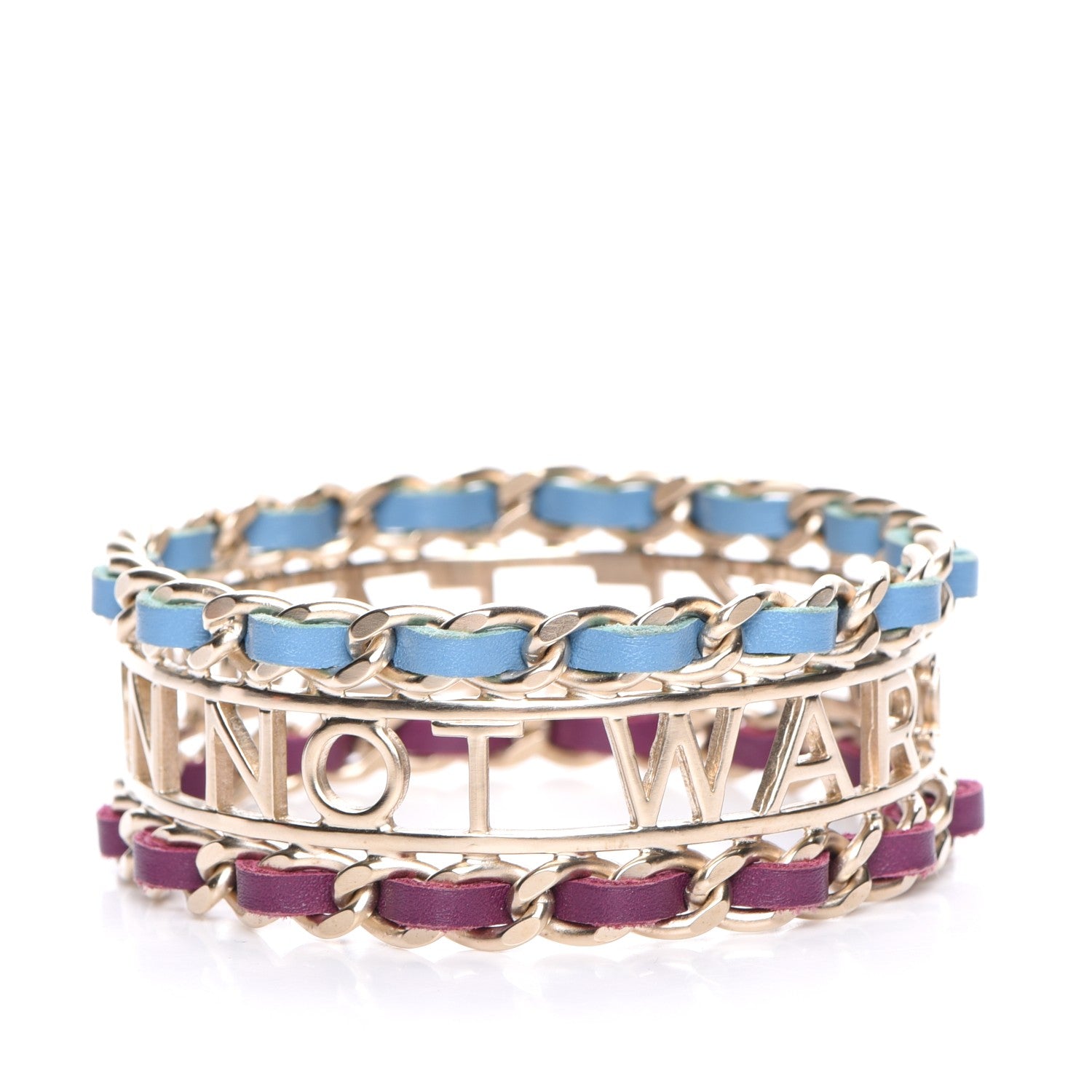 Chanel Lambskin Chain Bangle Blue Purple Gold 4 of 5