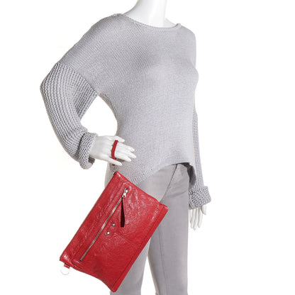 Balenciaga Agneau Classic Hardware Medium Clip Clutch Rouge Coquelicot 2 of 10
