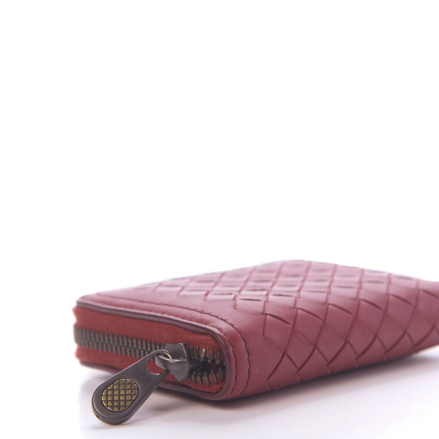 Nappa Intrecciato Zip Around Coin Purse Red