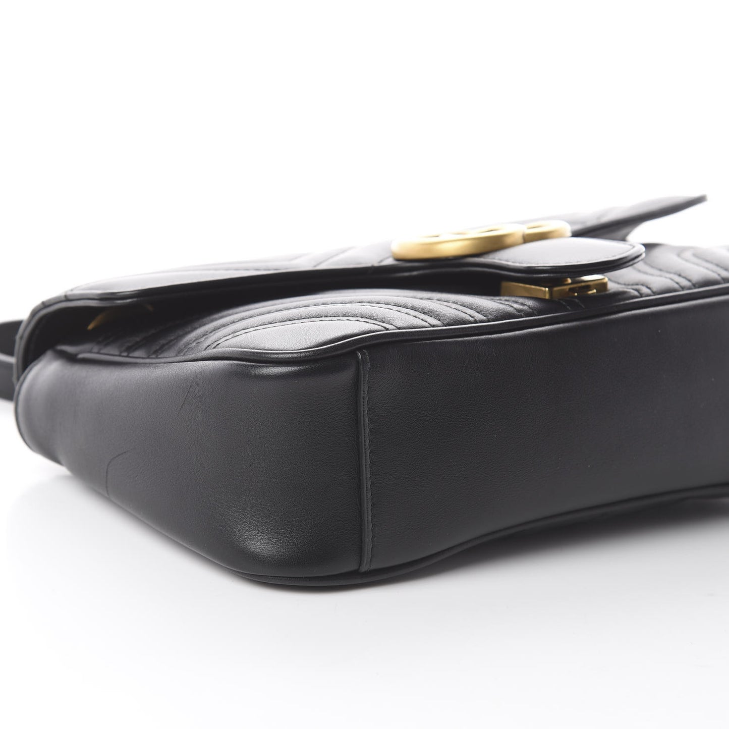 Calfskin Matelasse Small GG Marmont Shoulder Bag Black
