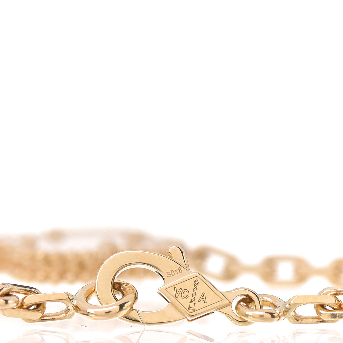 18K Yellow Gold Mother of Pearl 5 Motifs Vintage Alhambra Bracelet