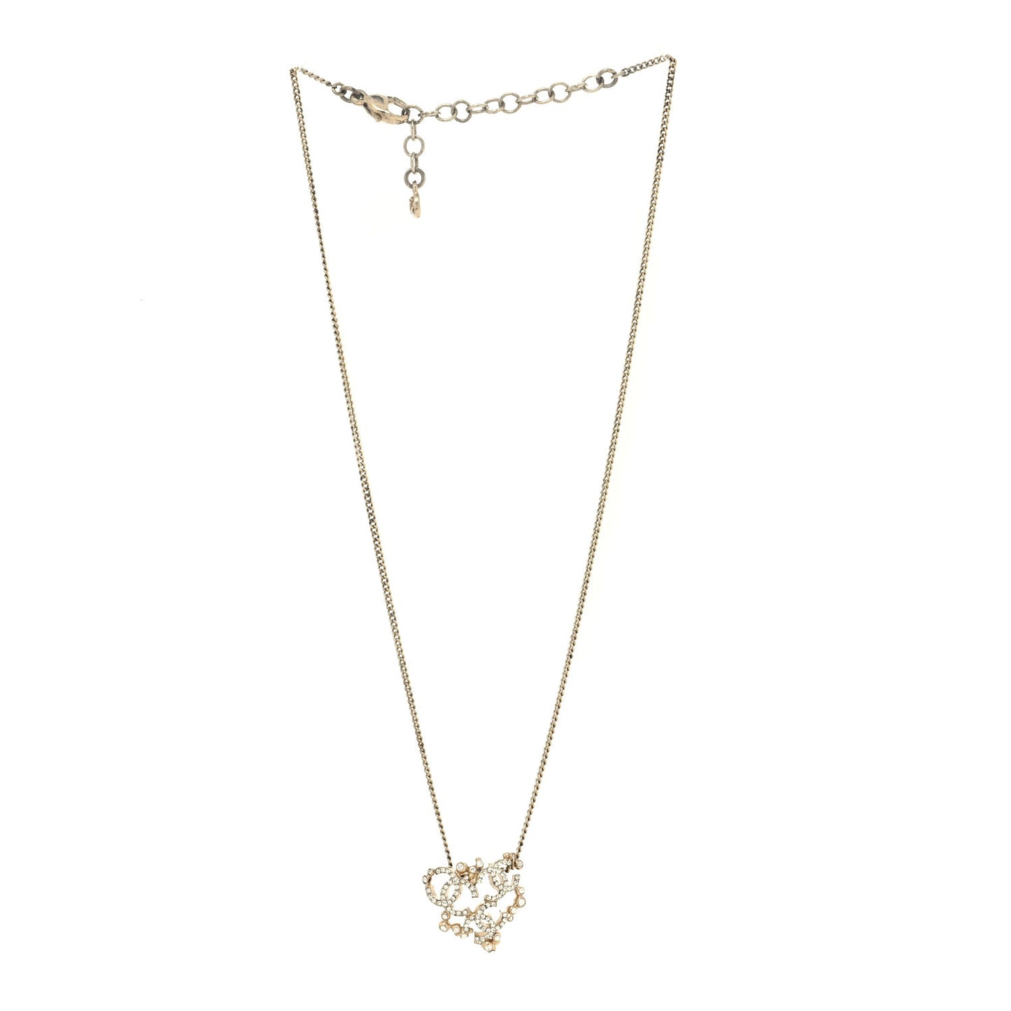 Crystal CC Pendant Necklace Gold