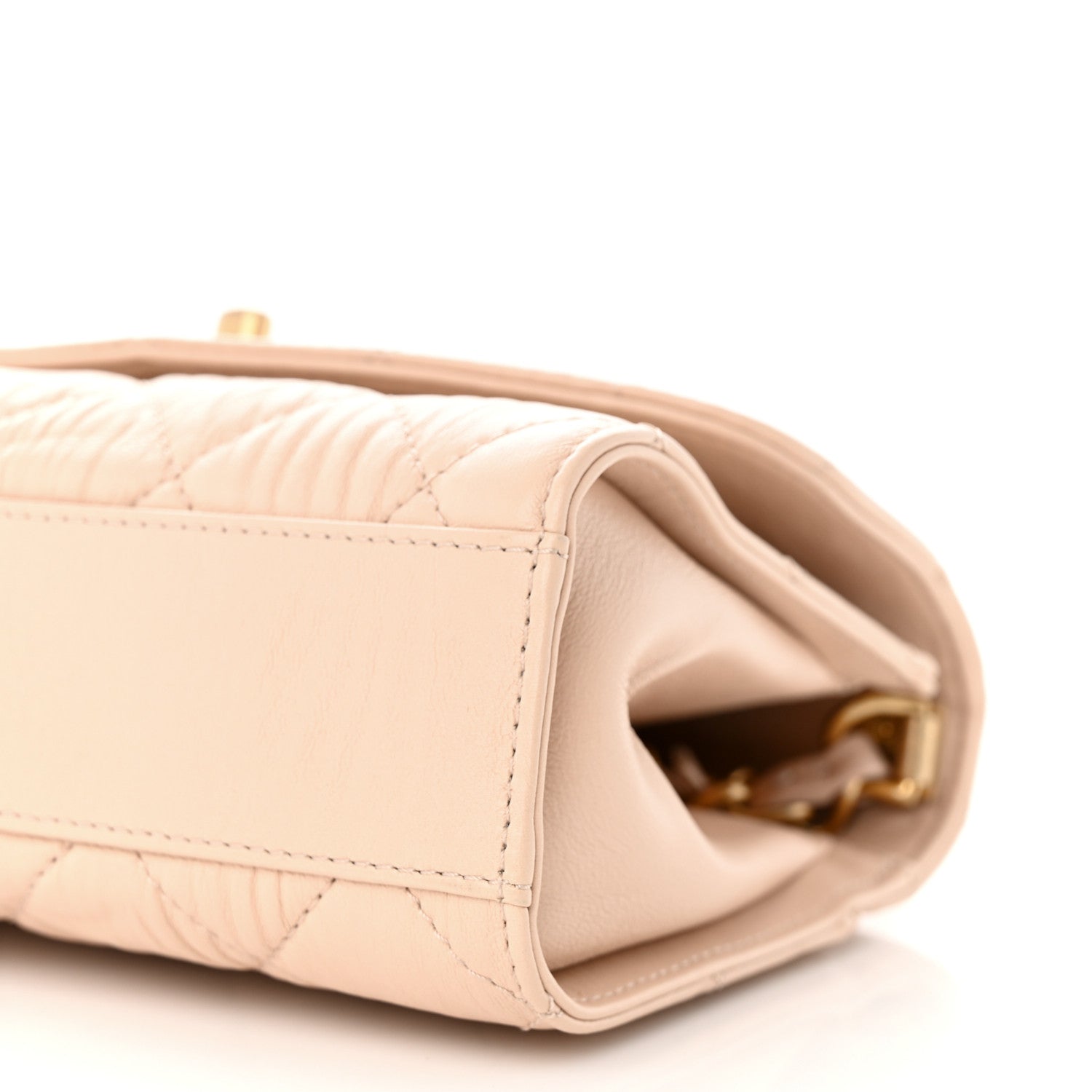 Chanel Crumpled Lambskin Quilted Mini CC Links Top Handle Flap Beige 10 of 11