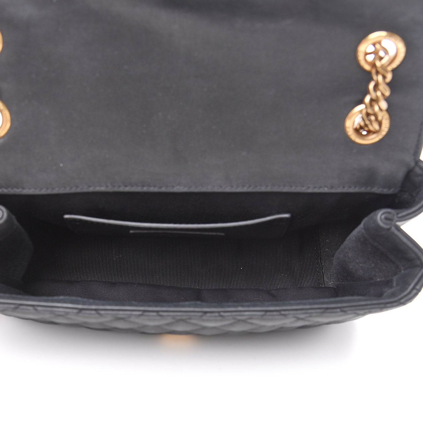 Calfskin Mixed Matelasse Triquilt Medium College Bag Black