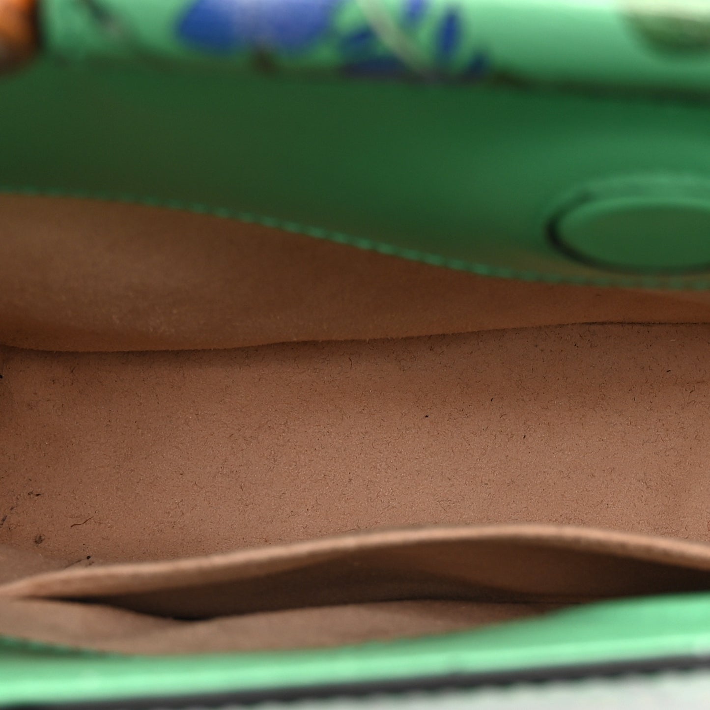 Calfskin Bamboo Web New Flora Small Nymphaea Top Handle Bag Green
