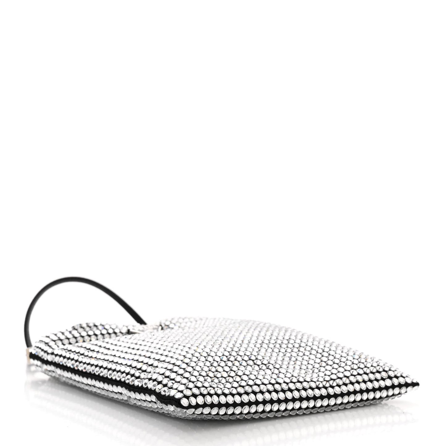 Satin Crystal Metal Triangle Logo Chain Crossbody Handbag Cristal