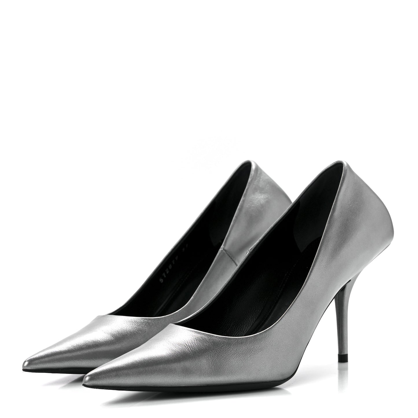 Metallic Nappa Square Knife 80mm Pumps 37 Silver