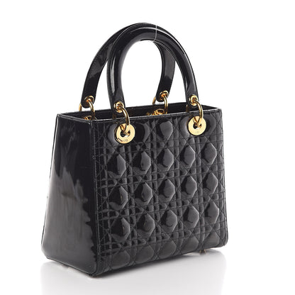 Christian Dior Patent Cannage Medium Lady Dior Black 3 of 9