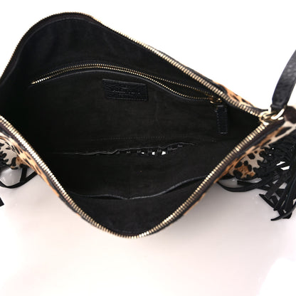 Valentino Garavani Calf Hair Oversized Fringe Clutch Leopard 5 of 6