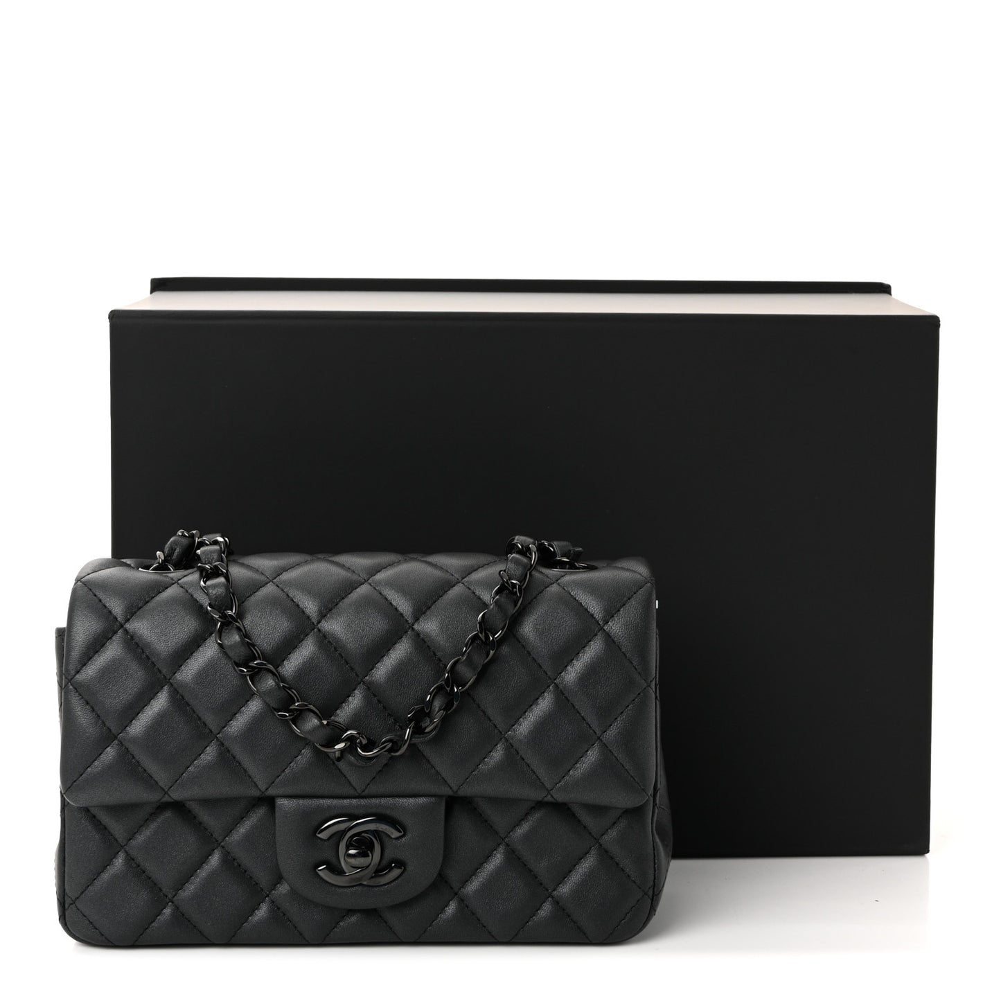 Lambskin Quilted Mini Rectangular Flap So Black