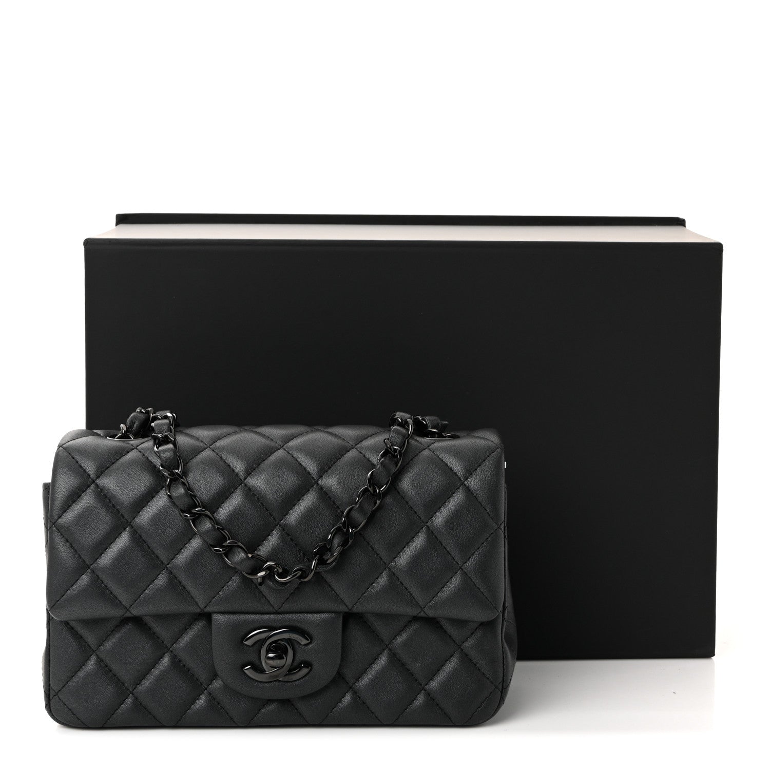 Chanel Lambskin Quilted Mini Rectangular Flap So Black 11 of 11
