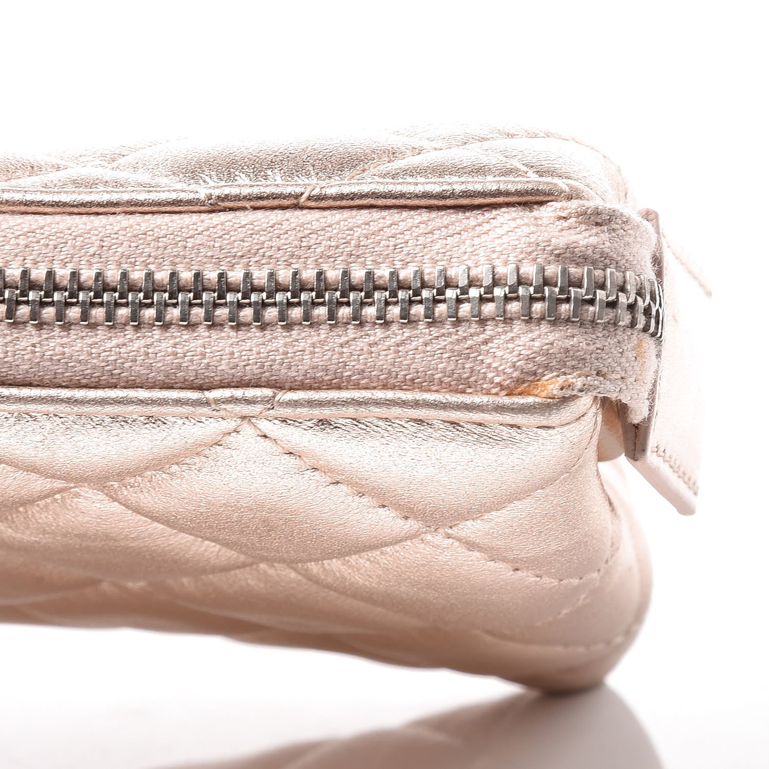 Chanel Metallic Lambskin Quilted Cosmetic Pouch Light Gold 11 of 12