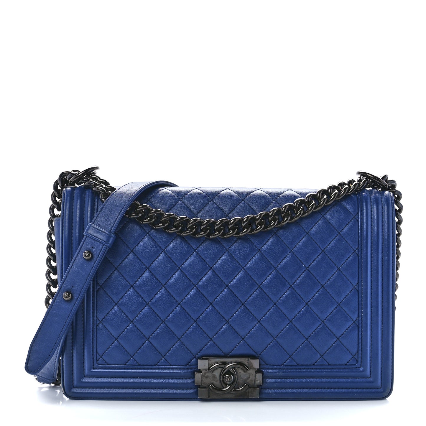 Calfskin Quilted New Medium Boy Flap Blue
