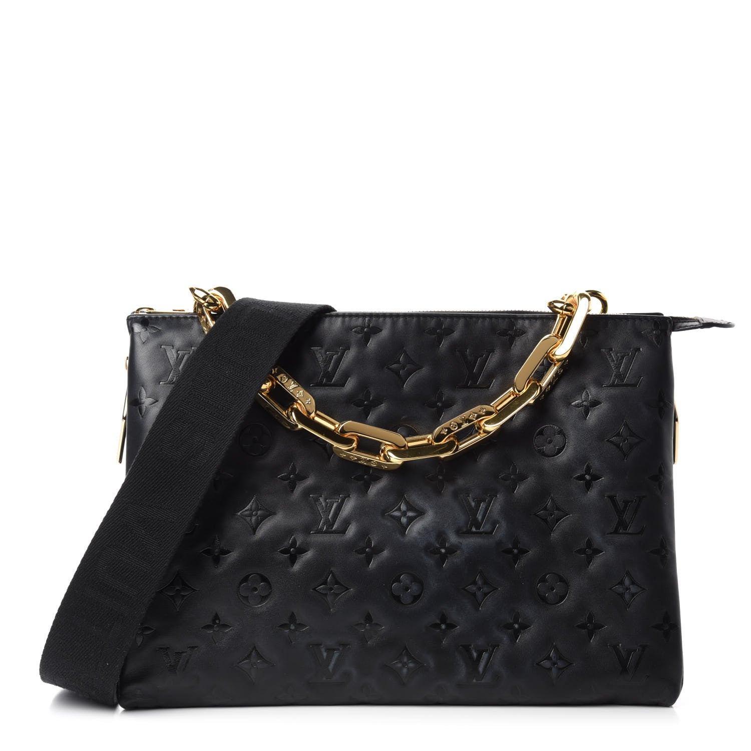 Louis Vuitton Lambskin Embossed Monogram Coussin MM Black 1 of 10