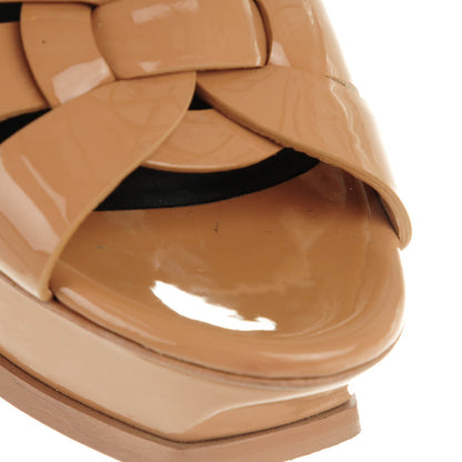 Saint Laurent Patent Tribute 105 Platform Sandals 37.5 Nude 8 of 9