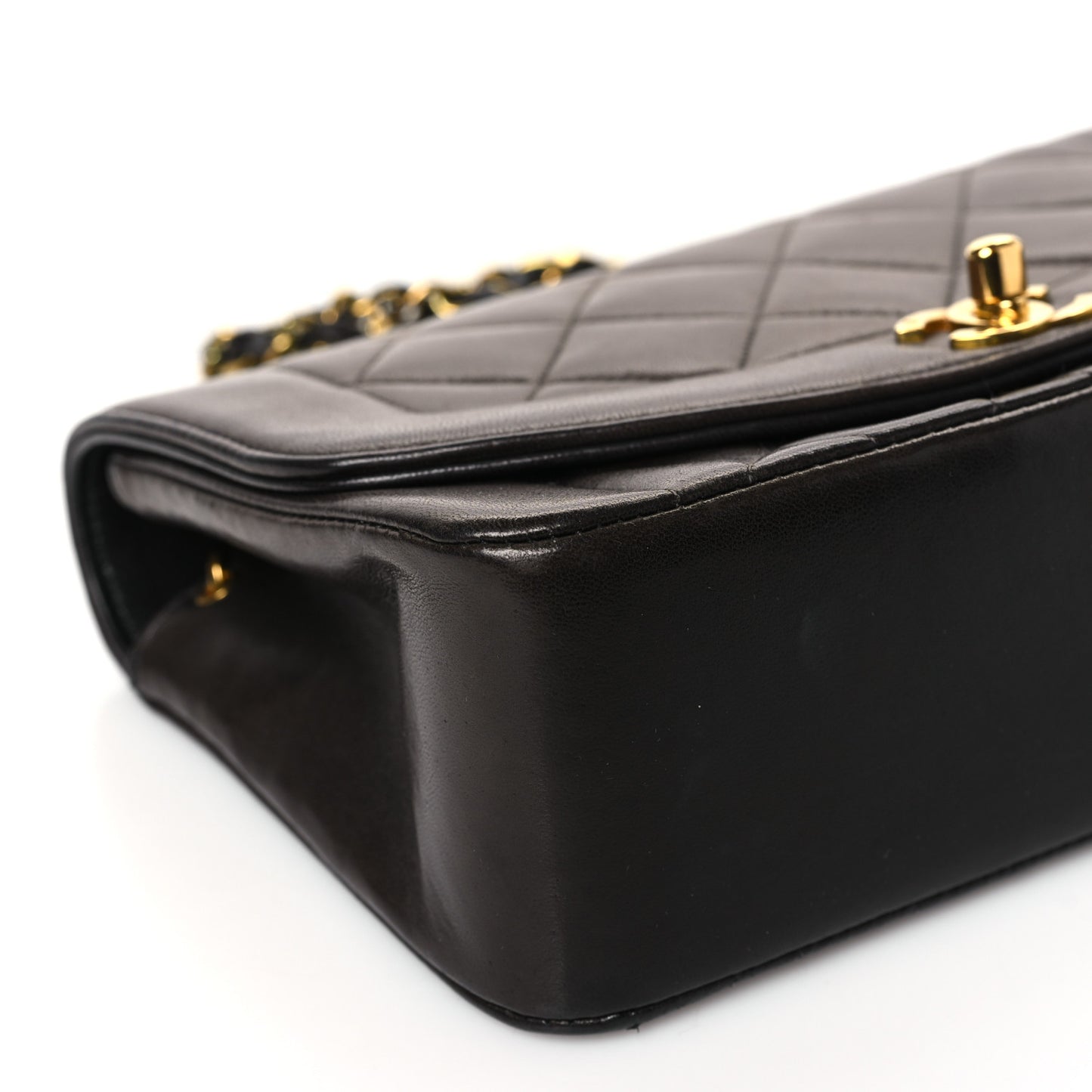 Lambskin Quilted Small Single Flap Black