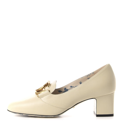 Gucci Malaga Kid GG Victoire 55mm Loafer Pumps 38.5 Vintage White 1 of 10