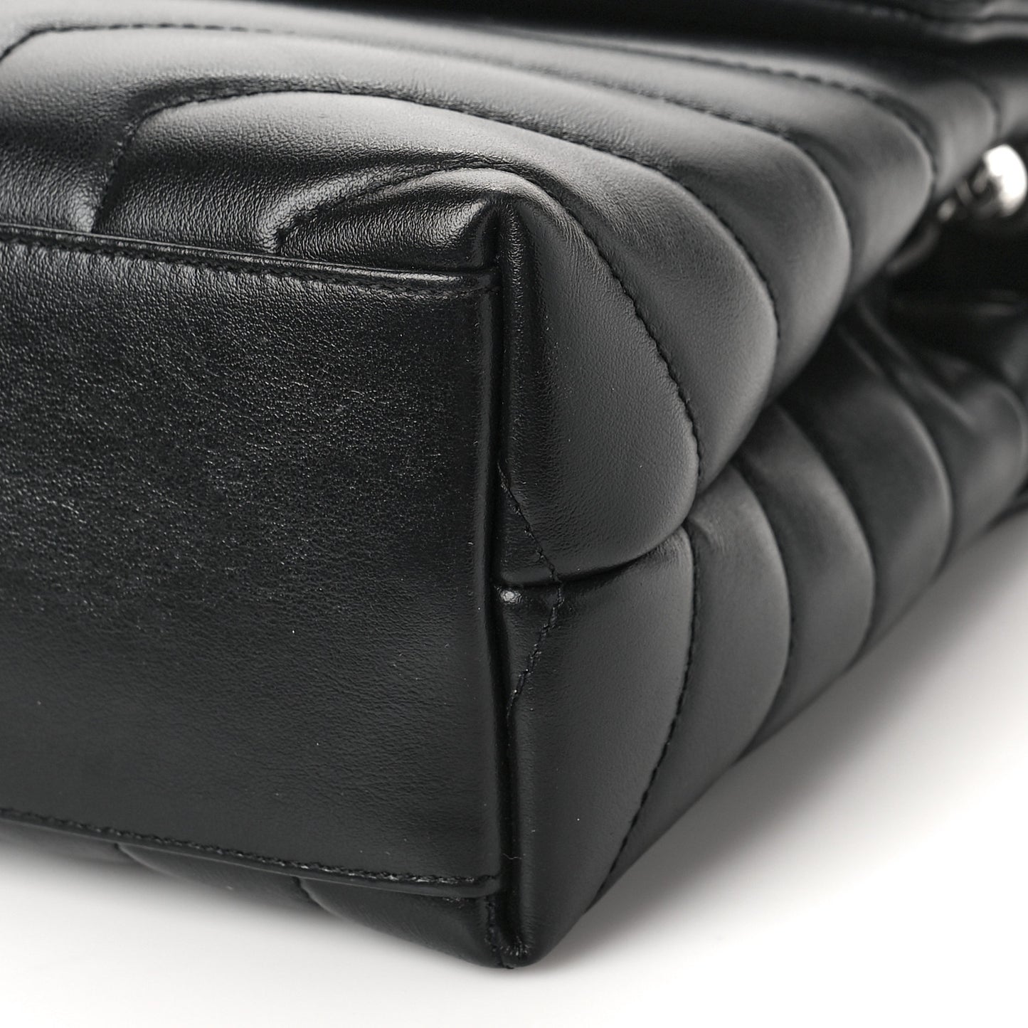 Calfskin Y Quilted Monogram Small Loulou Chain Satchel Black