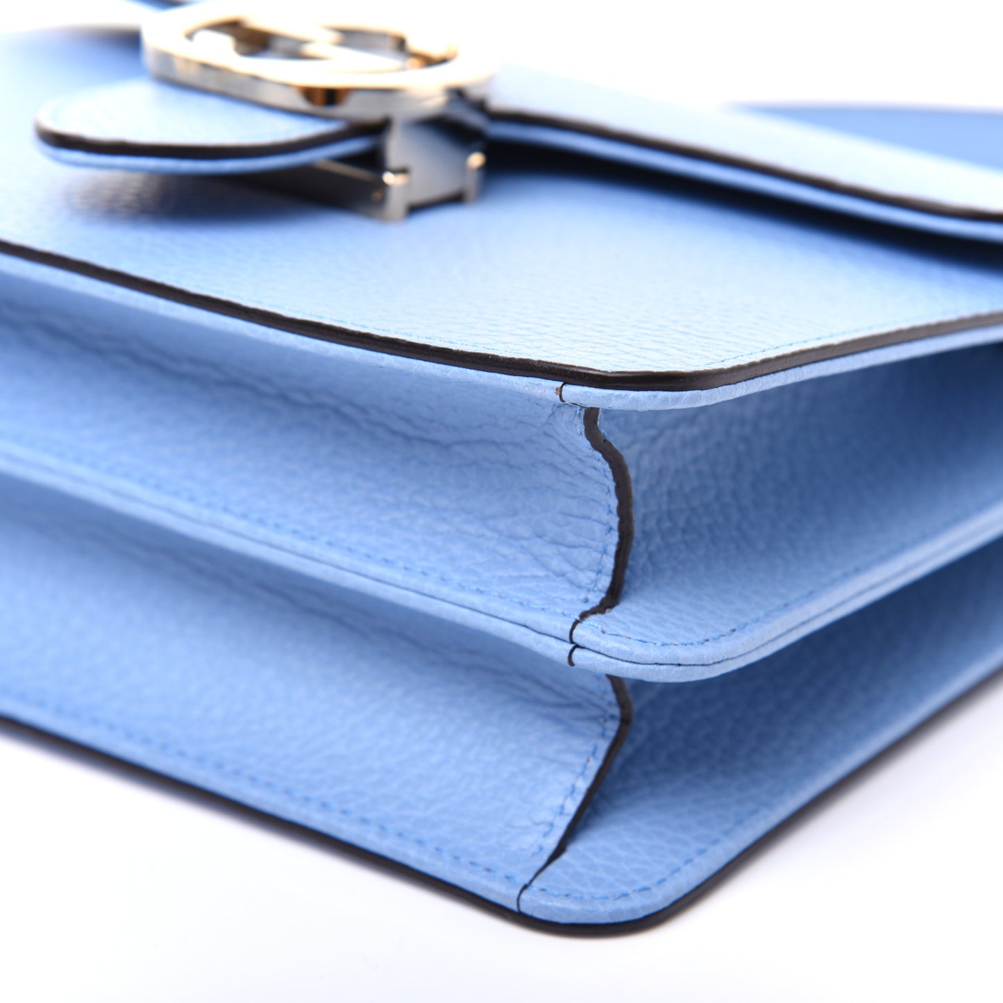 Dollar Calfskin Small Interlocking G Shoulder Bag Mineral Blue