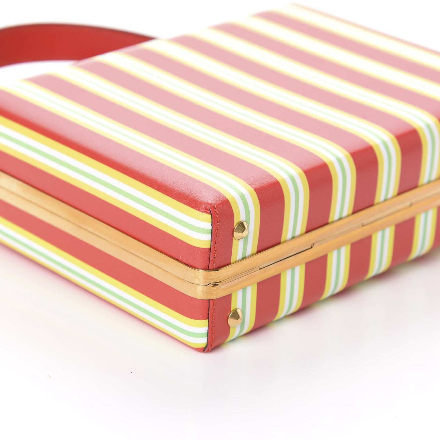 Calfskin Striped Short Handle Bag Rosso