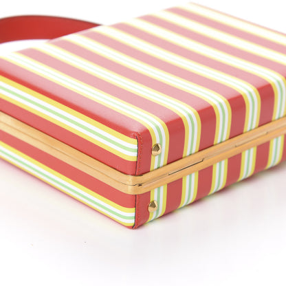 Versace Calfskin Striped Short Handle Bag Rosso 9 of 10