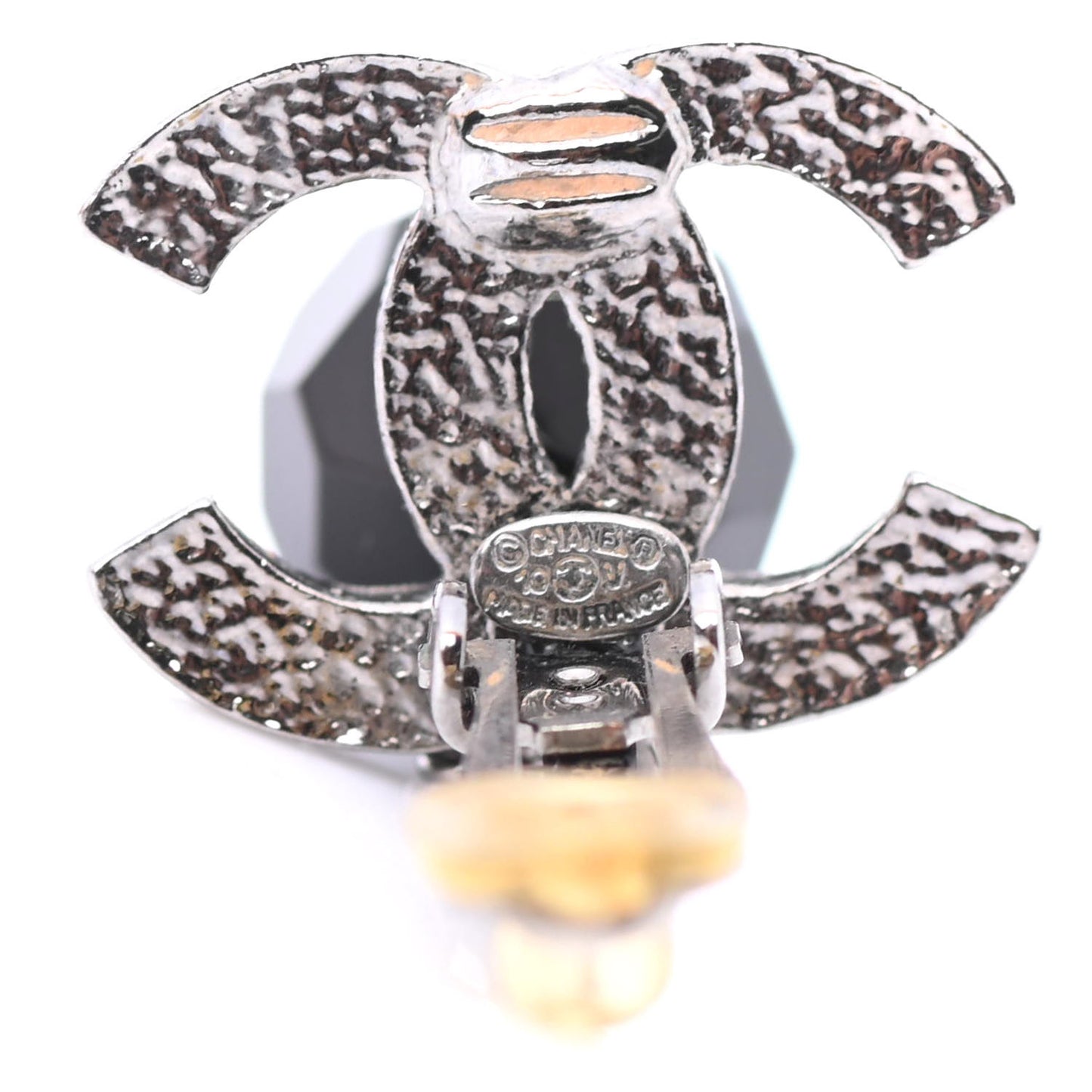 Ruthenium CC Bead Drop Clip On Earrings Black