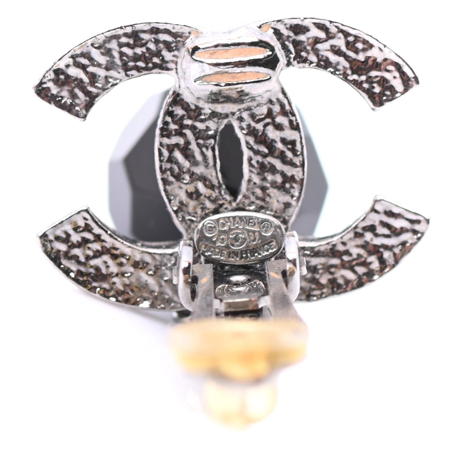 Chanel Ruthenium CC Bead Drop Clip On Earrings Black 4 of 4