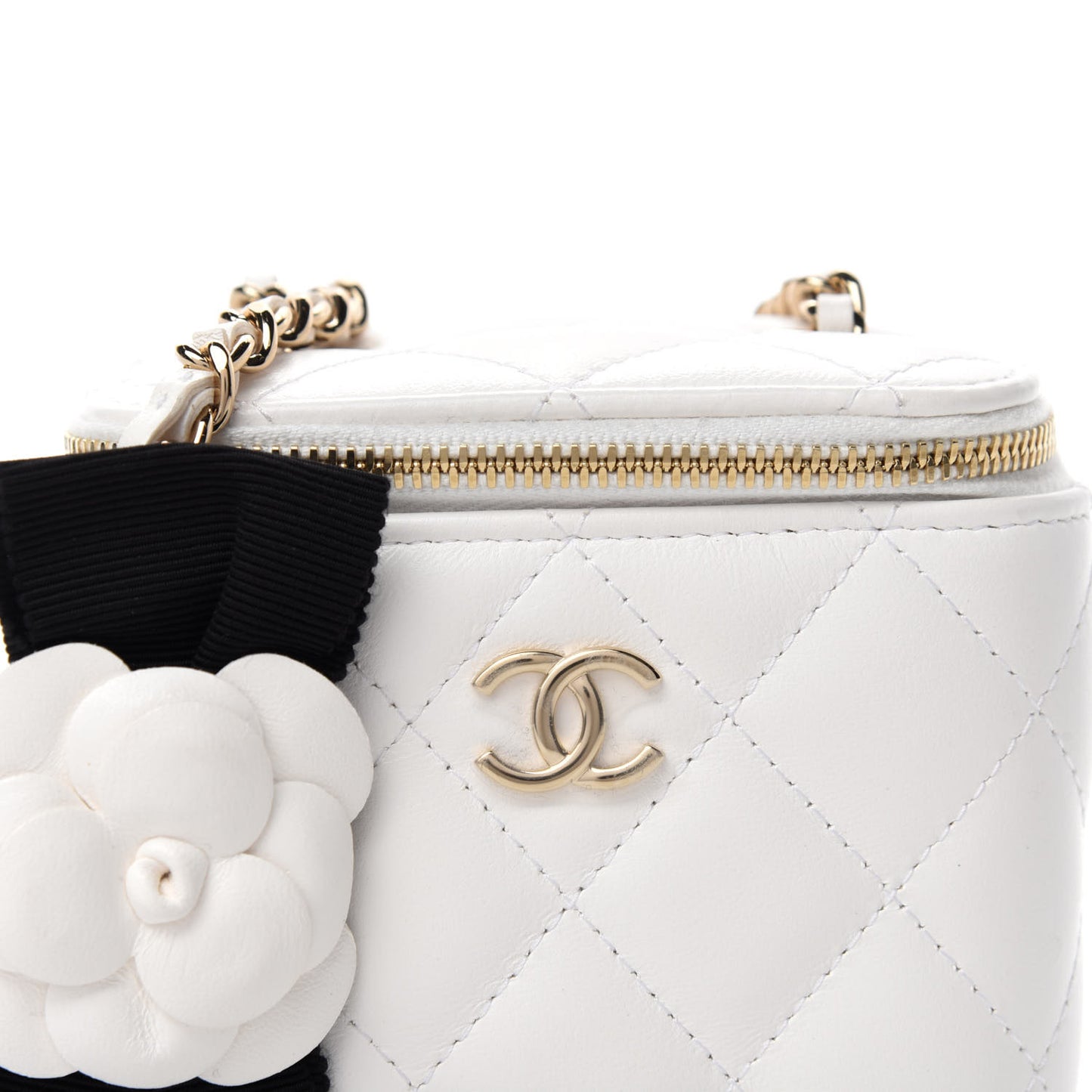 Lambskin Quilted My Chanel Lady Vanity Case With Chain White