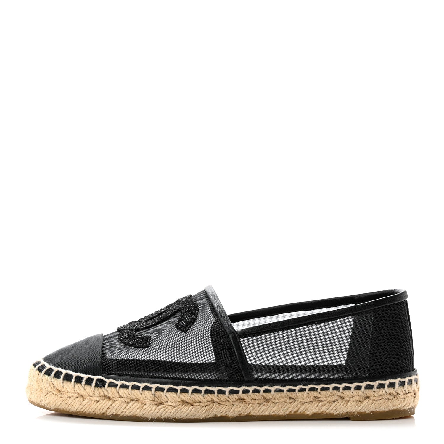 Chanel Mesh Grosgrain CC Espadrilles 37 Black 1 of 13