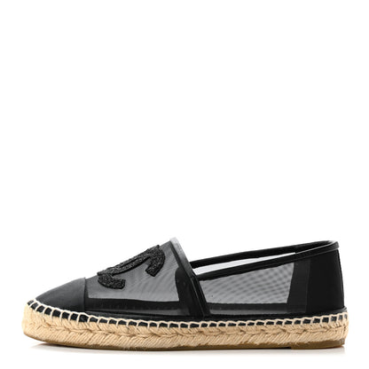 Chanel Mesh Grosgrain CC Espadrilles 37 Black 1 of 13