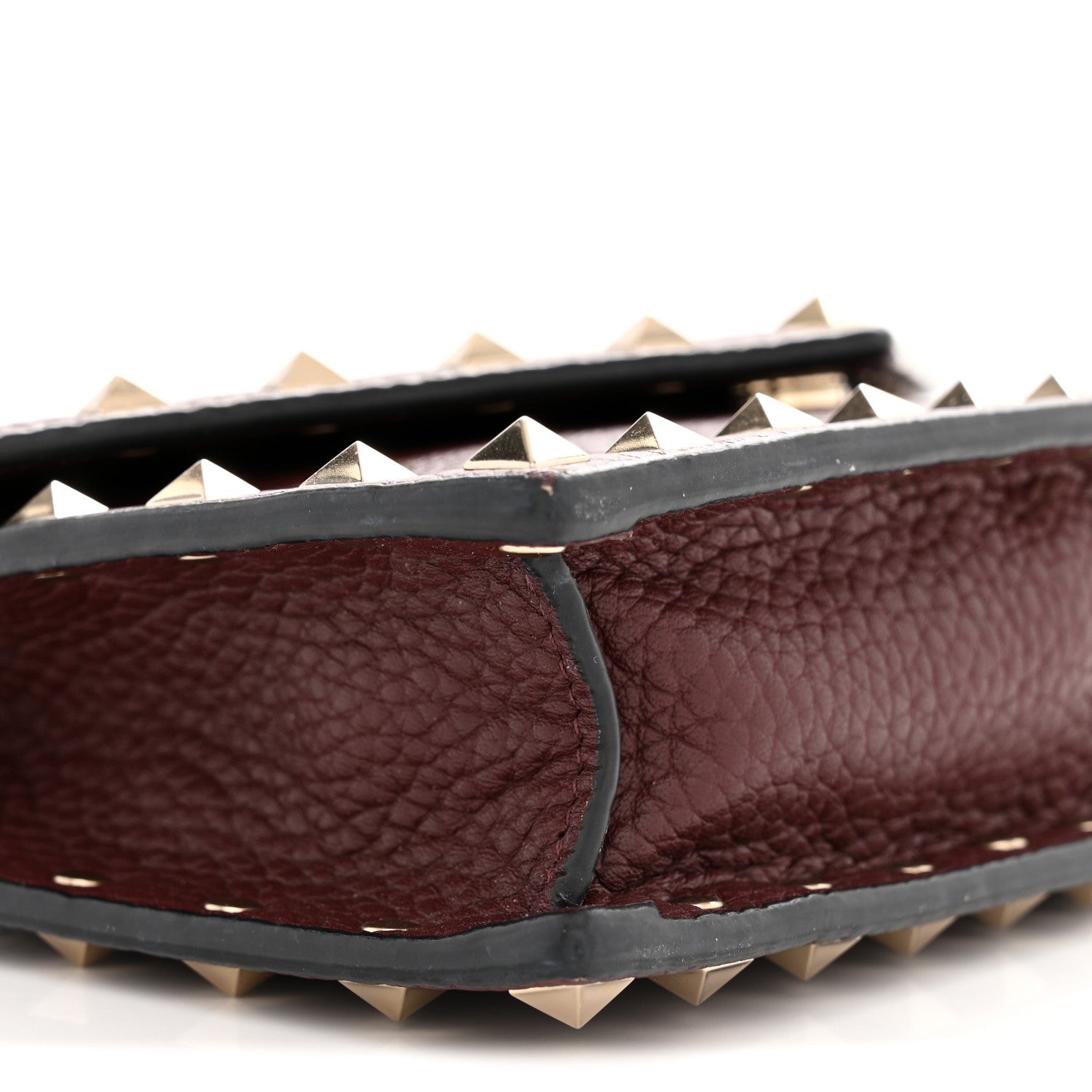 Valentino Garavani Pebbled Calfskin Rockstud Envelope Wallet on Chain Vinaccia 12 of 12