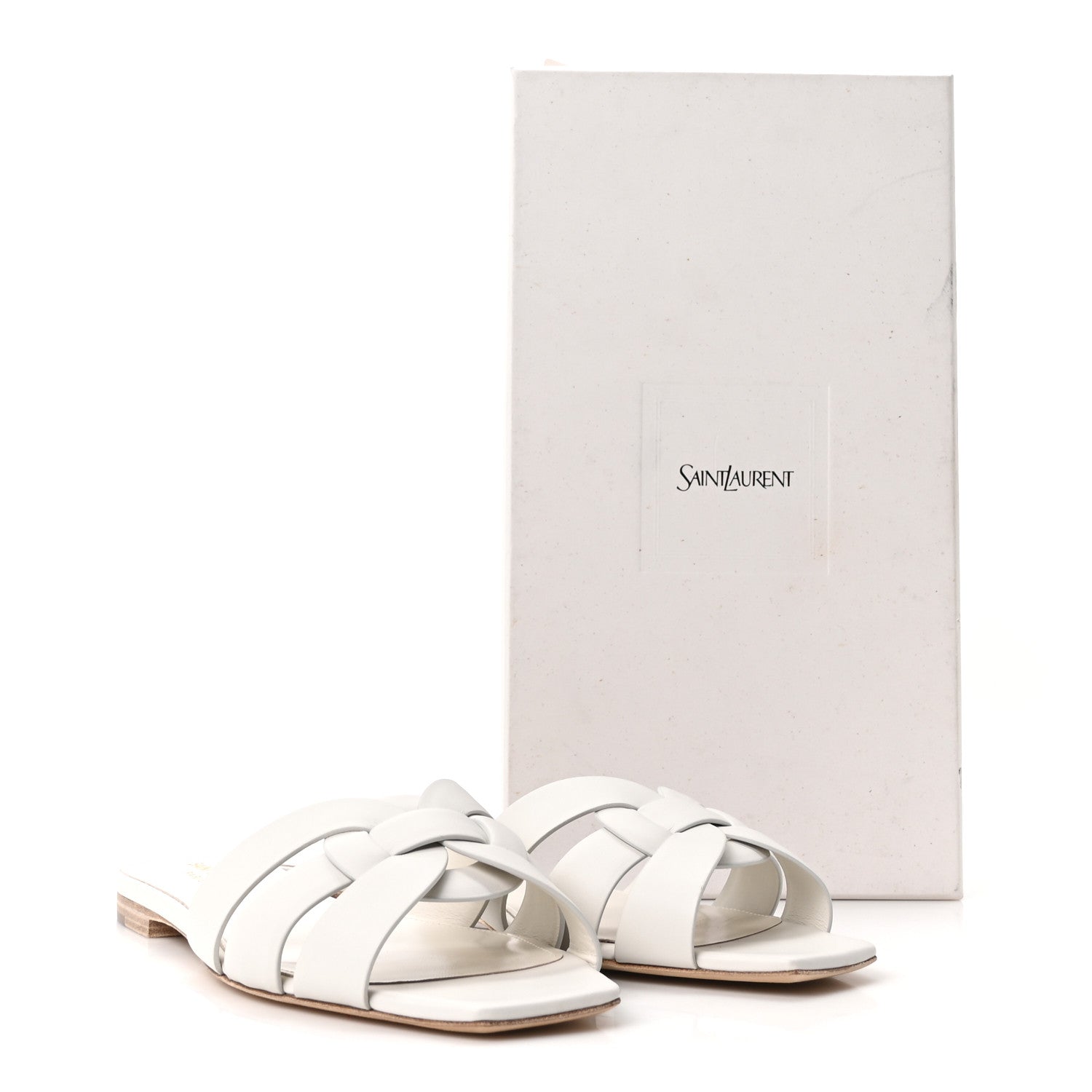 Saint Laurent Calfskin Tribute 05 Slide Sandals 39.5 Porcellana 10 of 10