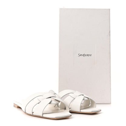 Saint Laurent Calfskin Tribute 05 Slide Sandals 39.5 Porcellana 10 of 10
