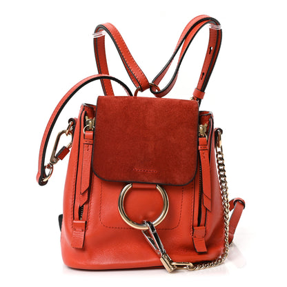 Chloe Suede Calfskin Mini Faye Backpack Sepia Red 1 of 10