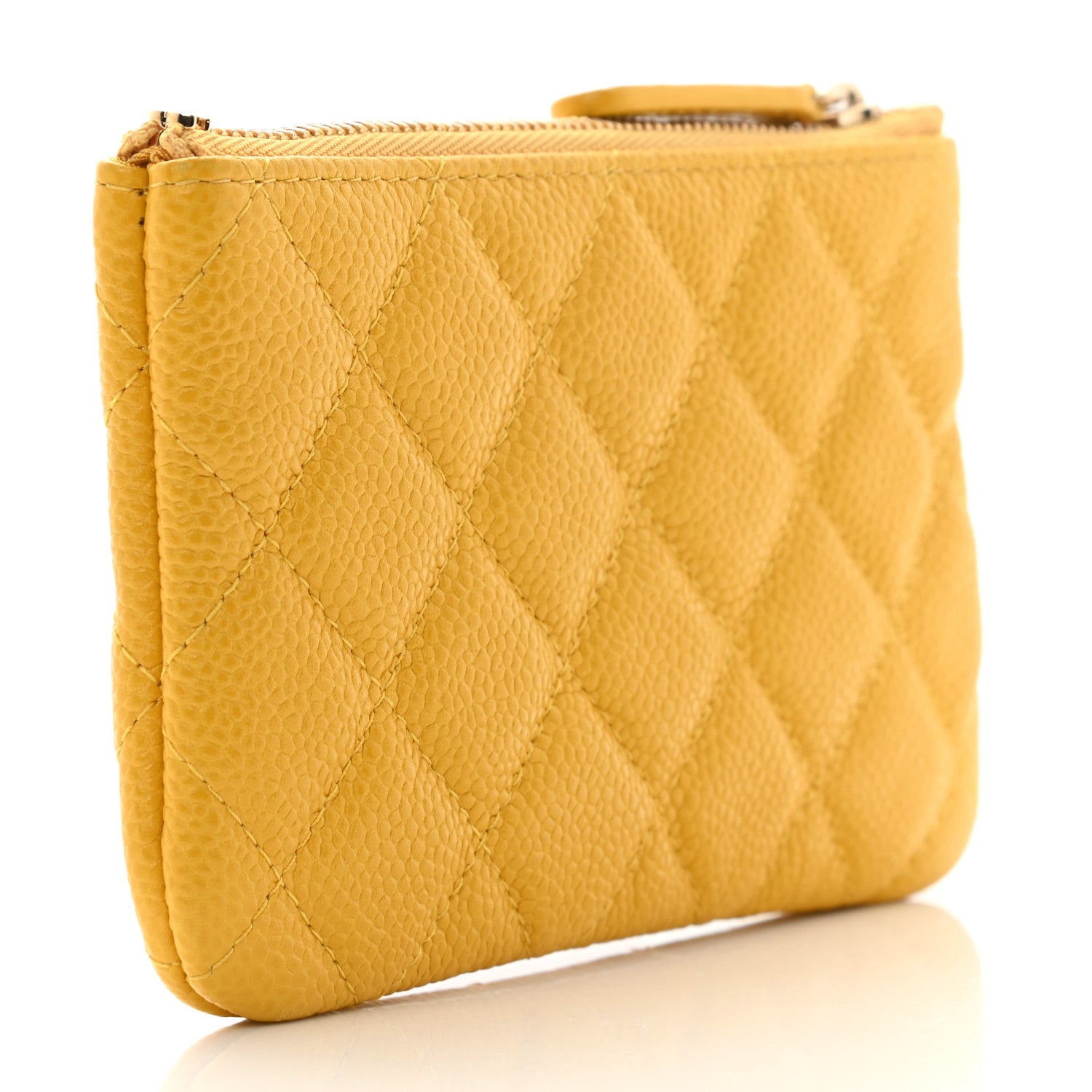 Chanel Caviar Quilted Small Cosmetic Case Yellow 3 of 7