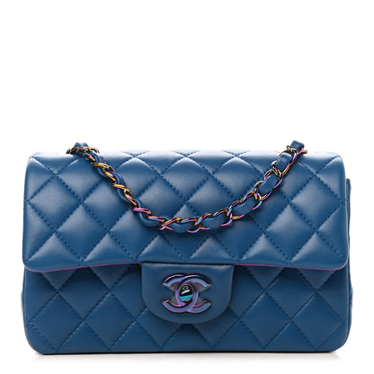 Chanel Lambskin Quilted Mini Rectangular Flap Blue Purple 2 of 17