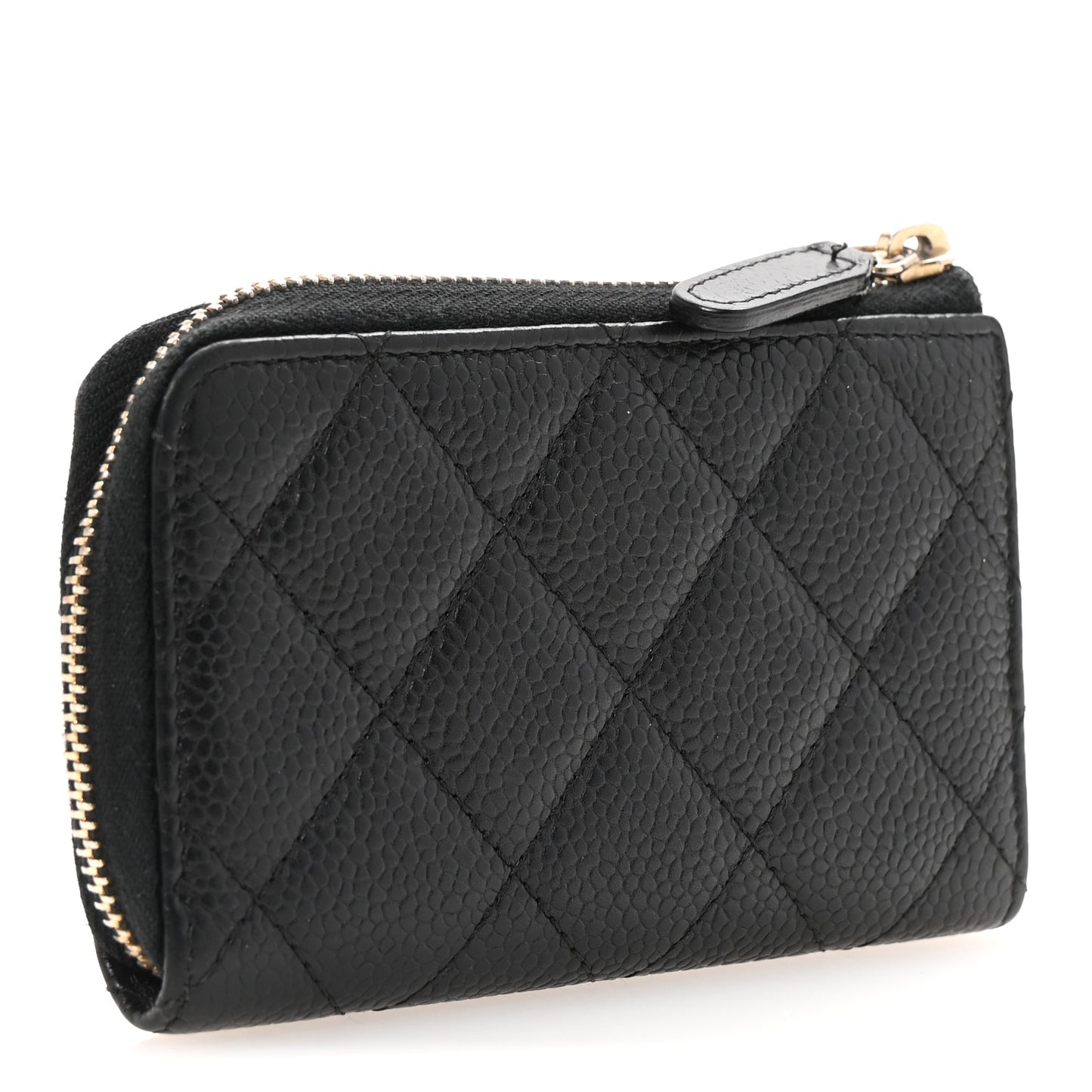 Caviar Quilted Zipped Key Holder Case Black