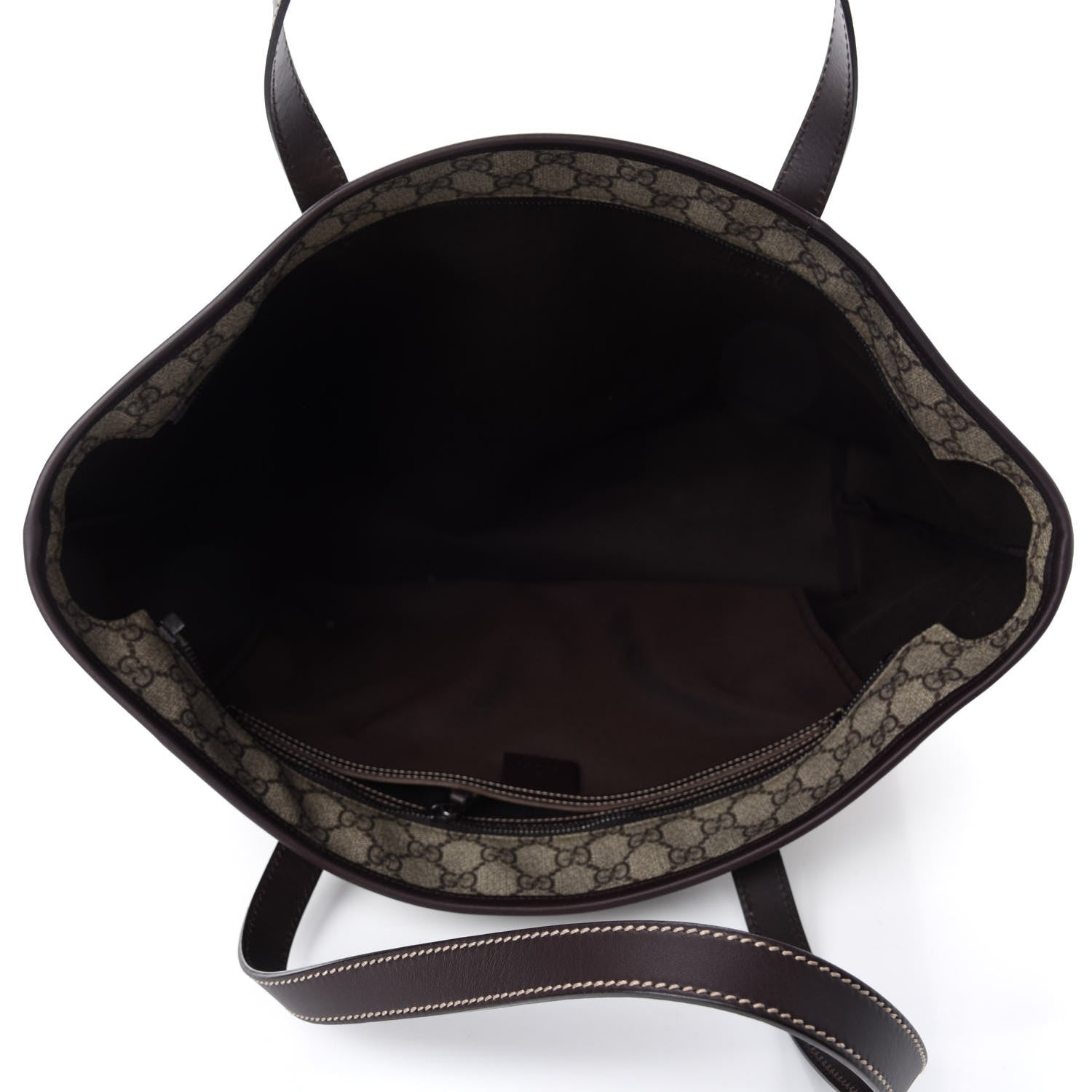 Gucci GG Supreme Monogram Medium Zippered Shopping Tote Dark Brown 5 of 11