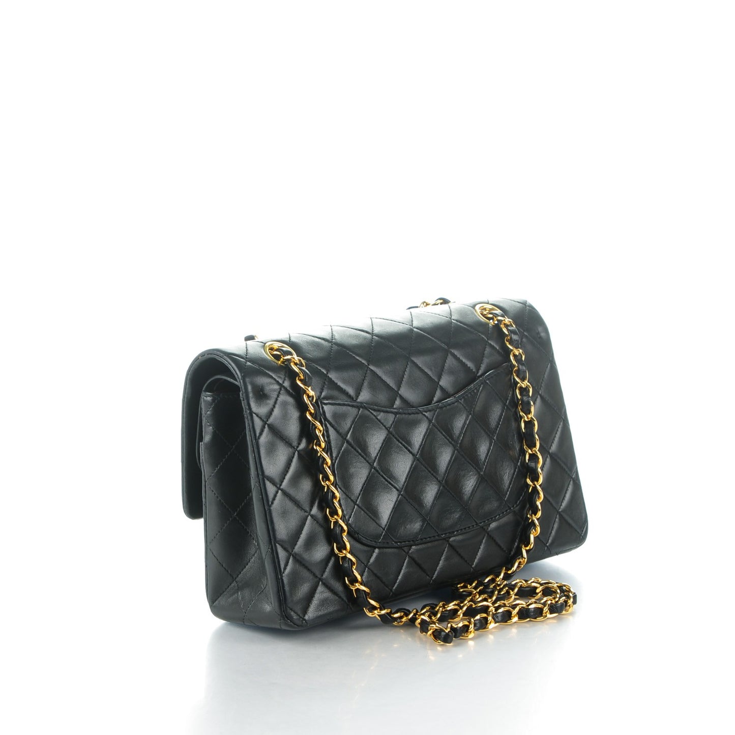Lambskin Quilted Medium Double Flap Black