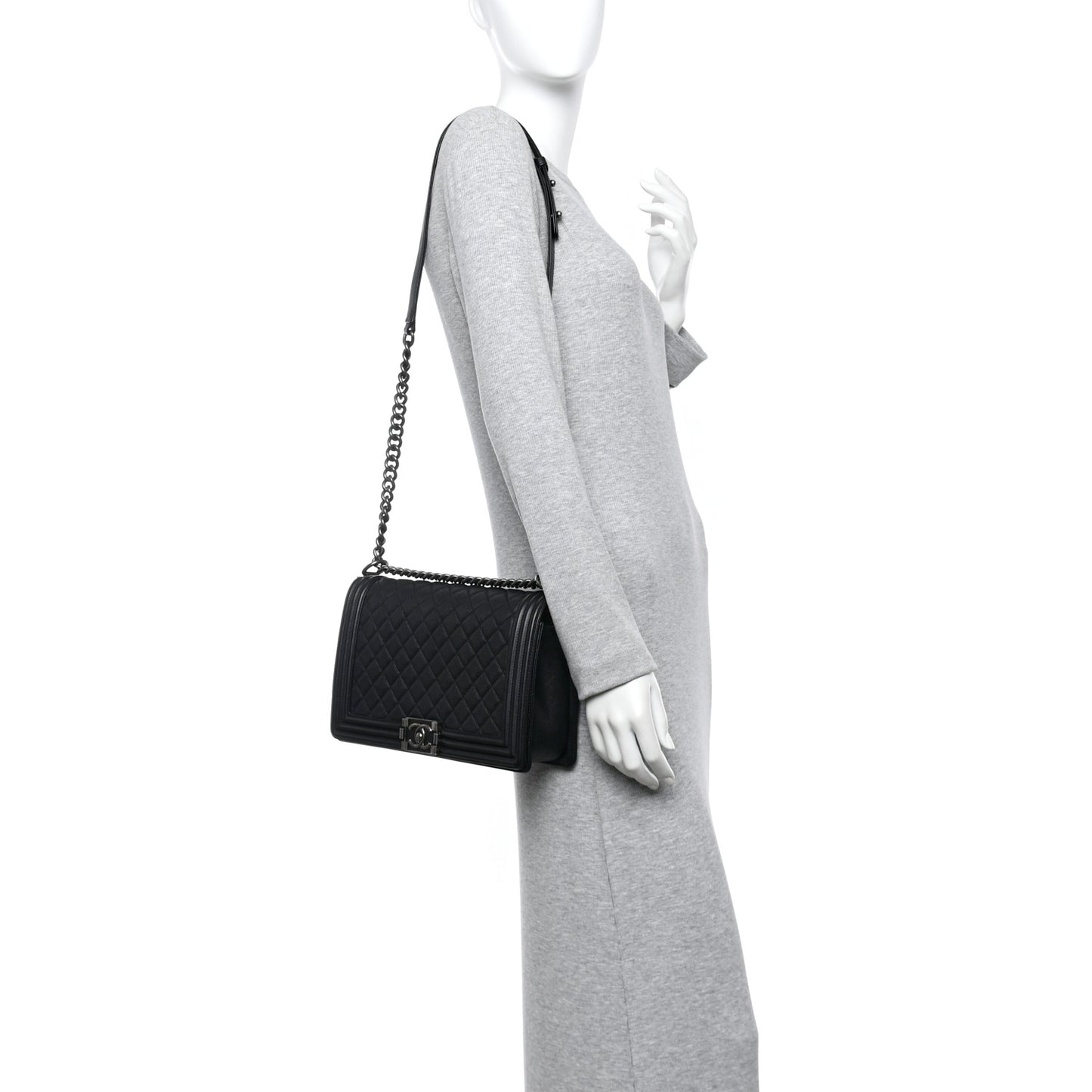 Grained Calfskin Quilted New Medium Boy Flap Black